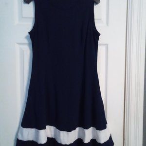 Elegant Navy and White Sleeveless Dress